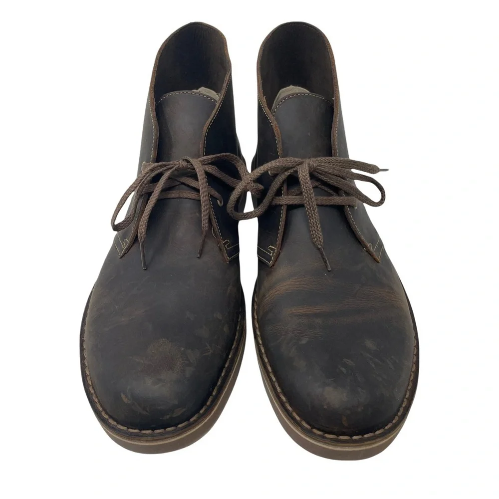 Clarks Bushacre 2 Brown Leather‎ Beeswax Ankle Chukka Casual Boots Size 12